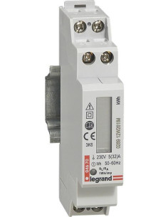 Legrand Монофазен мерител за ДИРЕКТНО мерене на ел. енергия EMDX3, импулсен изход, еднотарифен, за DIN монтаж 1 мод, 32A, - 004 
