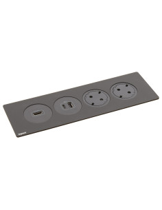 Legrand 654751 Модул за вгражд. 2xSchuko, HDMI, USBA+C, кабел, метал/черно, Incara Disq'In, - 654751 - Цена | LEDs4economy