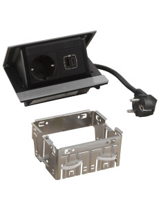 Legrand 654822 Pop-up контакт за вгражд., 1xSchuko, USBA+C, кабел, драскан алуминий, Incara Pop-up, - 654822 - Цена | LEDs4econo 2
