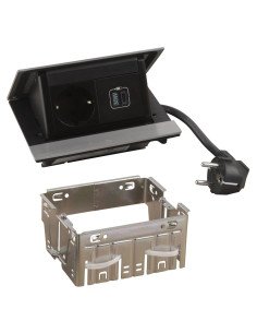 Legrand 654828 Pop-up контакт за вгражд., 1xSchuko, USBC, кабел, драскан алуминий, Incara Pop-up, - 654828 - Цена | LEDs4economy 2