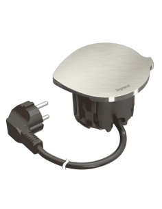 Legrand 654728 Контакт за вгражд. Ø60мм, 1xSchuko, кабел, щепсел, капак, метал/черно, Incara Disq60, - 654728 - Цена | LEDs4econ 2