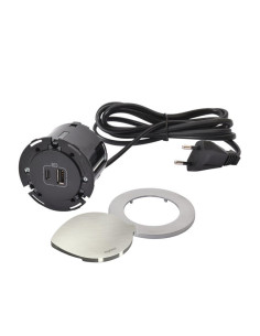 Legrand 654733 Контакт за вгражд. Ø60мм, USB A+C, кабел, щепсел, капак, метал/черно, Incara Disq60, - 654733 - Цена | LEDs4econo 2