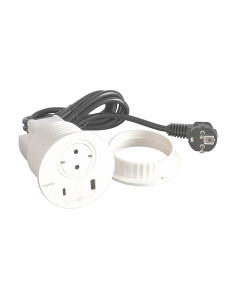 Legrand 655044 Контакт за вгражд. Ø80мм, 1xSchuko, USBA+C, 2 м кабел, щепсел, бял, Incara Disq, - 655044 - Цена | LEDs4economy