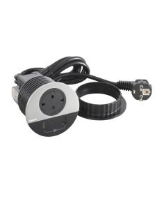 Legrand 655046 Контакт за вгражд. Ø80мм, 1xSchuko, USBA+C, 2 м кабел, щепсел, метал, Incara Disq, - 655046 - Цена | LEDs4economy