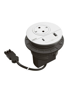 Legrand 655044F Контакт за вгражд. Ø80мм, 1xSchuko, USBA+C, WEIL, кабел, щепсел, бял, Incara Disq, - 655044F - Цена | LEDs4econo