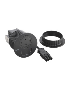 Legrand 655045F Контакт за вгражд. Ø80мм, 1xSchuko, USBA+C, WEIL, кабел, щепсел, черен, Incara Disq, - 655045F - Цена | LEDs4eco