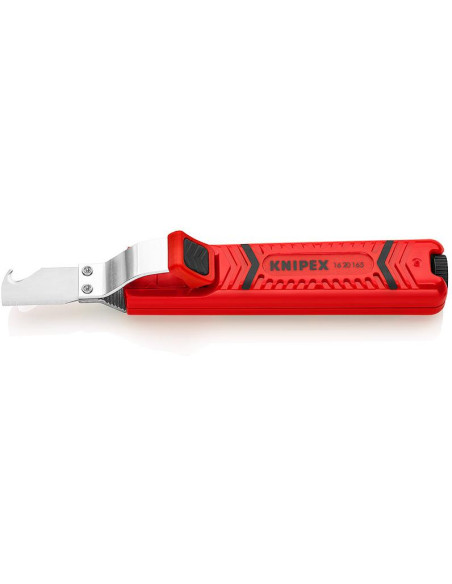 Кабелен нож, за изолация Ø8-28мм, червена ръкохватка 165мм, с фиксатор, Knipex