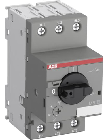 Моторна защита ръчна MS116-4.0 защита в АС-3 400V AC до 1,5kW и настройка 2,5-4,0А АВВ