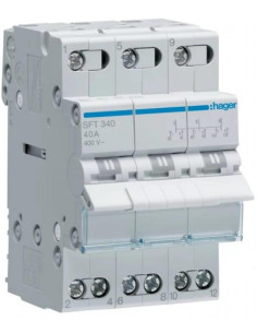 HAGER Ум шалтер I-0-II DIN монтаж SFT340 40A 3P 400V 3 мод. - Цена | LEDs4economy