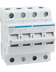 HAGER Ум шалтер I-0-II DIN монтаж SF263 63A 2P 250V 4 мод. - Цена | LEDs4economy