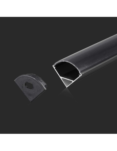 Монтажен Kитс Дифузер за LED Лента Алуминиев Черен 2000x15.8x15.8мм