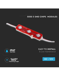 V-TAC LED Модул 3LED SMD5050 Red IP67 - Цена | LEDs4economy 2