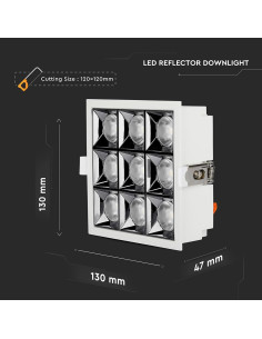 V-TAC LED Луна SAMSUNG Чип 36W Рефлектор UGR19 38° 5700K - 997 - Цена | LEDs4economy 2