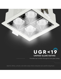 V-TAC LED Луна SAMSUNG Чип 16W Рефлектор UGR19 12° 2700K - 978 - Цена | LEDs4economy 2