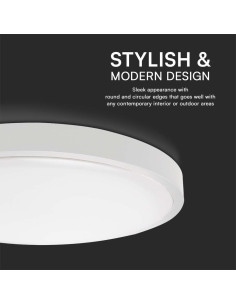 V-TAC 30W LED Плафон Кръг Бяла Рамка 6400К IP44 - 76231 - Цена | LEDs4economy 2