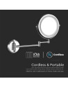 V-TAC 3 LED Огледало за Стена 4 x AA Батерии Тяло Никел - 6628 - 4