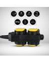 V-TAC 4 Гнезда Разклонител 3х1.5-1.4м. IP44 Черно+Жълто - 8