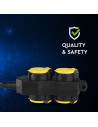V-TAC 4 Гнезда Разклонител 3х1.5-1.4м. IP44 Черно+Жълто - 14