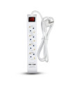V-TAC 4 Гнезда Разклонител 2 USB 3x1.5-1.4M Бутон Бял - 8808