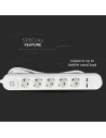 V-TAC 5 Гнезда Разклонител 2 USB 3x1.5-3M Бутон Бял - 8807 - 7