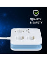 V-TAC 3 Гнезден Комбиниран Разклонител + 2USB 3X1.5 1.4M Бял Квадрат - 8799 - 6