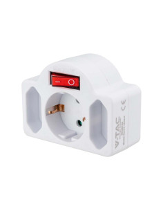 V-TAC 3 Щепсел Разклонител С Ключ 10/16А 250V Бял - 8788 - Цена | LEDs4economy