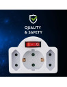 V-TAC 3 Щепсел Разклонител С Ключ 10/16А 250V Бял - 8788 - 2
