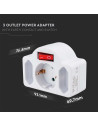V-TAC 3 Щепсел Разклонител С Ключ 10/16А 250V Бял - 8788 - 6