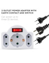 V-TAC 3 Щепсел Разклонител С Ключ 10/16А 250V Бял - 8788 - 8