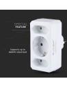 V-TAC 2 Щепсел Разклонител 2Х Мини 1Х 10/16А 250V Бял - 8784 - 10