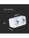 V-TAC 2 Щепсел Разклонител 10/16А 250V Бял - 8783 - 6