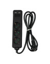 V-TAC 3 Гнезда Разклоните 2USB Кабел 1.5м Черен - 8776 - 8