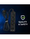 V-TAC 3 Гнезда Разклоните 2USB Кабел 1.5м Черен - 8776 - 9