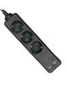 V-TAC 3 Гнезда Разклоните 2USB Кабел 1.5м Черен - 8776 - 10