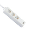 V-TAC 3 Гнезда Разклоните 2USB Кабел 5м Бял - 8775 - 5