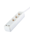V-TAC 3 Гнезда Разклоните 2USB Кабел 5м Бял - 8775 - 12