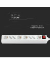 V-TAC 8 Гнезда Комбиниран Разклонител с Ключ Кабел 1.5м Бял - 4