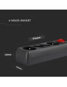 V-TAC 4 Гнезда Комбиниран Разклонител с Ключ Кабел 1.5м Черен - 8771 - 9