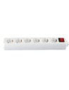 V-TAC 6 Гнезда Разклонител с Ключ Кабел 5м Бял - 8769