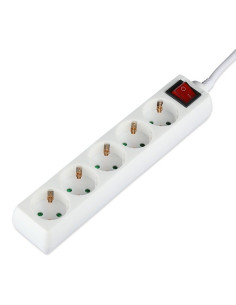 V-TAC 5 Гнезда Разклонител с Ключ Кабел 1.5м Бял - 8766 - Цена | LEDs4economy