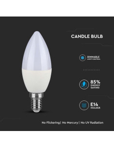 LED Крушка - SAMSUNG ЧИП 5.5W E14 C37 Кендъл Димиращ 6400K - Цена | LEDs4economy 2
