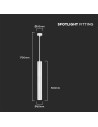 V-TAC 1*GU10 Корпус Пендел Бял D:60x500MM - 6780 - 5