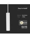 V-TAC 1*GU10 Корпус Пендел Бял D:60x300MM - 6779 - 6
