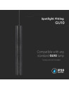 V-TAC 1xGU10 Корпус Пендел Черен D:60x500 - 6687 - 8