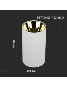 V-TAC GU10 Корпус Кръг Бяло + Зларо - 8591 - Цена | LEDs4economy 2