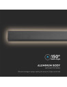 V-TAC 28W LED Линейна Стенна Лампа 1410x60x50мм 3000K Антрацит IP54 - 10438 - 3