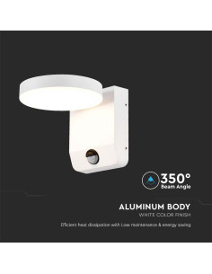 V-TAC 17W LED Стенна Лампа Сензор Бяла Кръг 3000К IP65 - 2954 - Цена | LEDs4economy 2