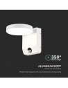 V-TAC 17W LED Стенна Лампа Сензор Бяла Кръг 3000К IP65 - 2954 - 2
