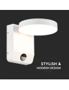 V-TAC 17W LED Стенна Лампа Сензор Бяла Кръг 3000К IP65 - 2954 - 5