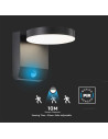 V-TAC 17W LED Стенна Лампа Сензор Черна Кръг 3000К IP65 - 2956 - 8